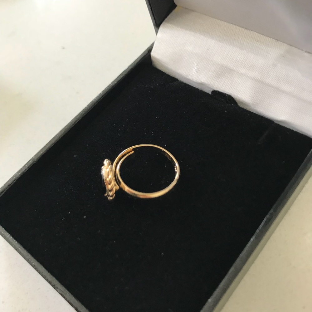 10K Vintage Gold Filled GF Onyx Ring Adjustable - Picture 2 of 3